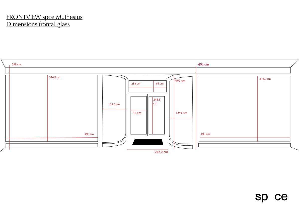 Technische Zeichnung der spce | Muthesius Frontalansicht mit allen Maßen